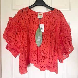 New Palm tree eyelet top